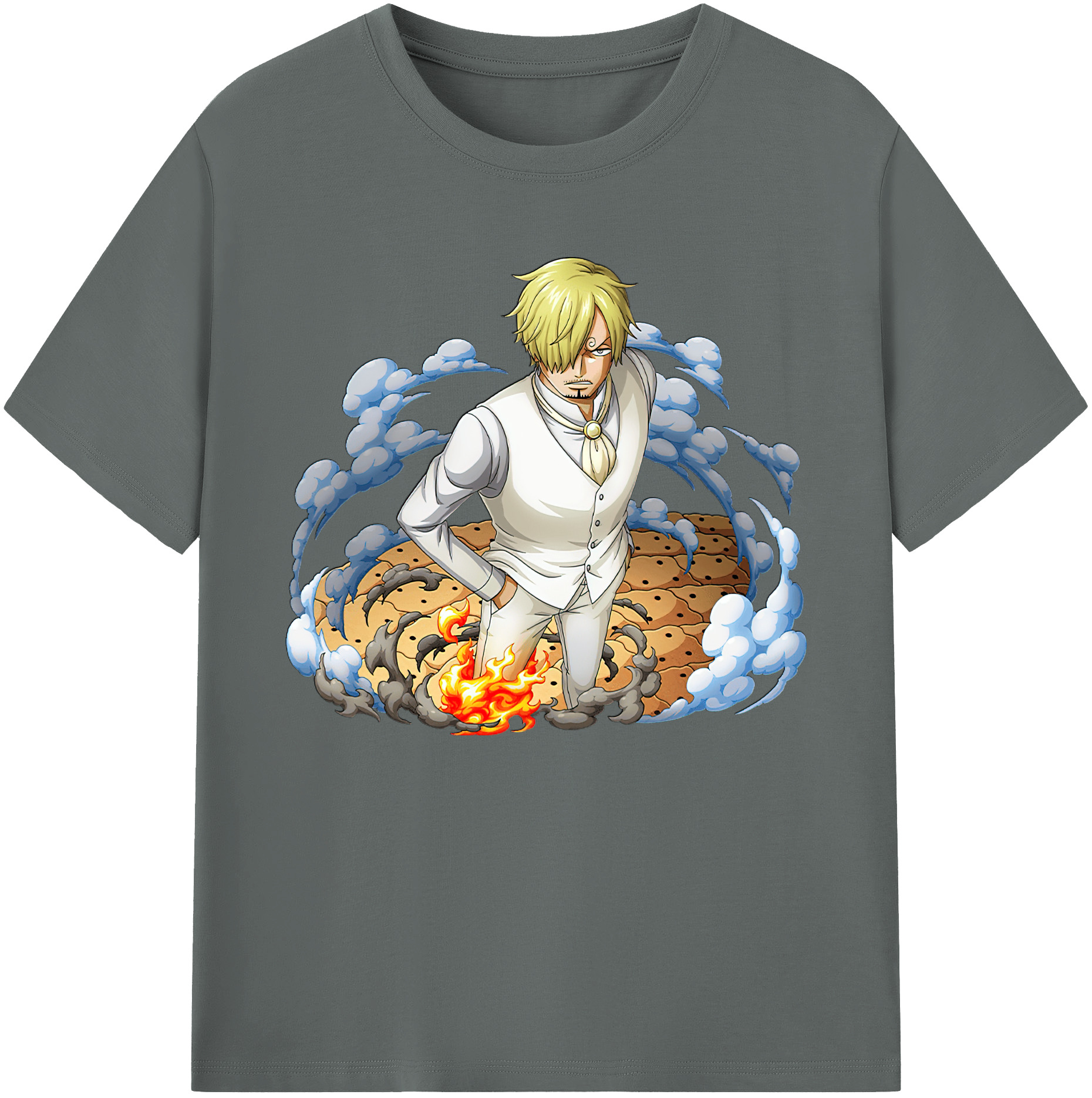 （画像用） ワンピース サンジ ONE PIECE Sanji 綿100％ メンズ半袖Tシャツ｜肌触りやわらか＆通気性